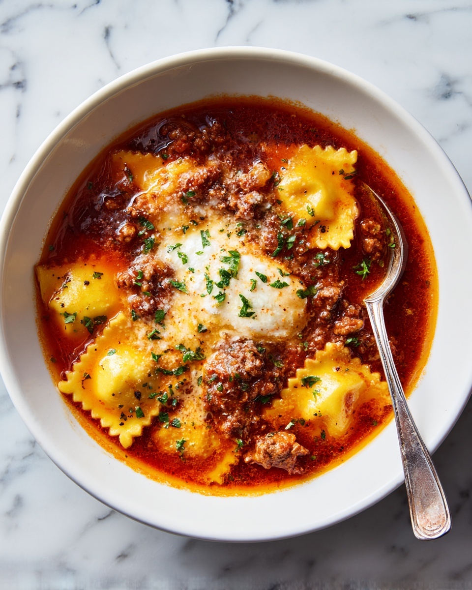 Lasagna Soup: Hearty Italian Pasta Soup with Ricotta and Mozzarella Recipe