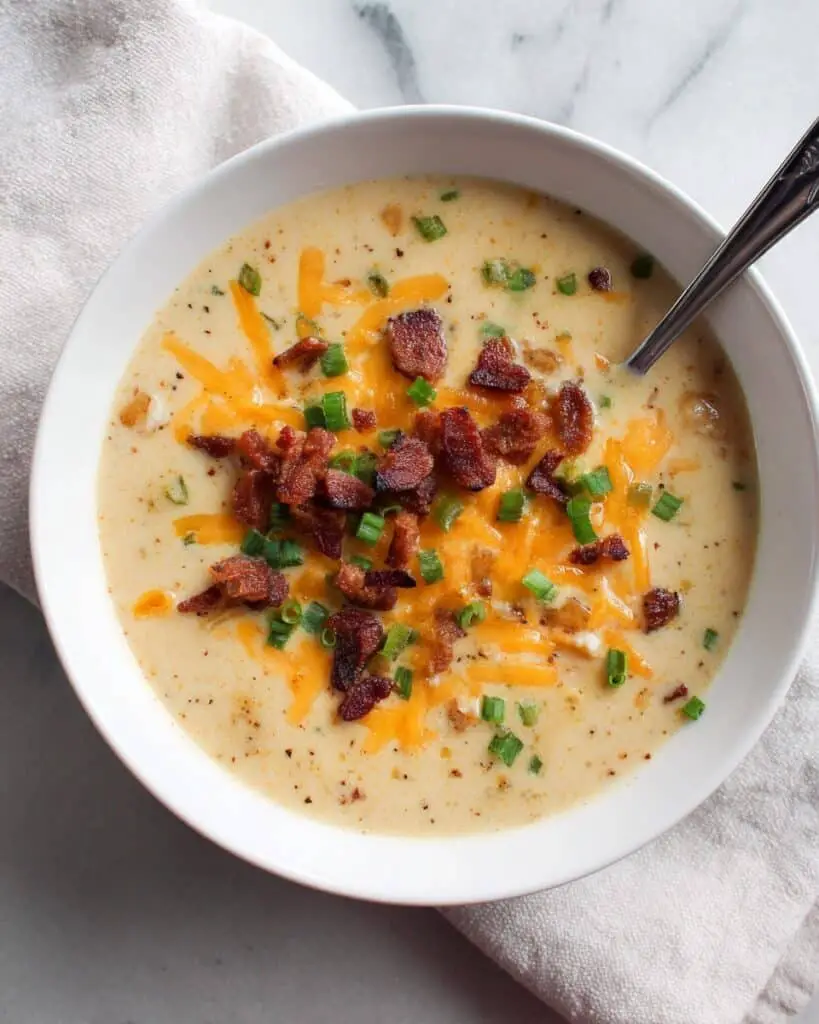 Beef & Smoked Cheddar Potato Soup Recipe