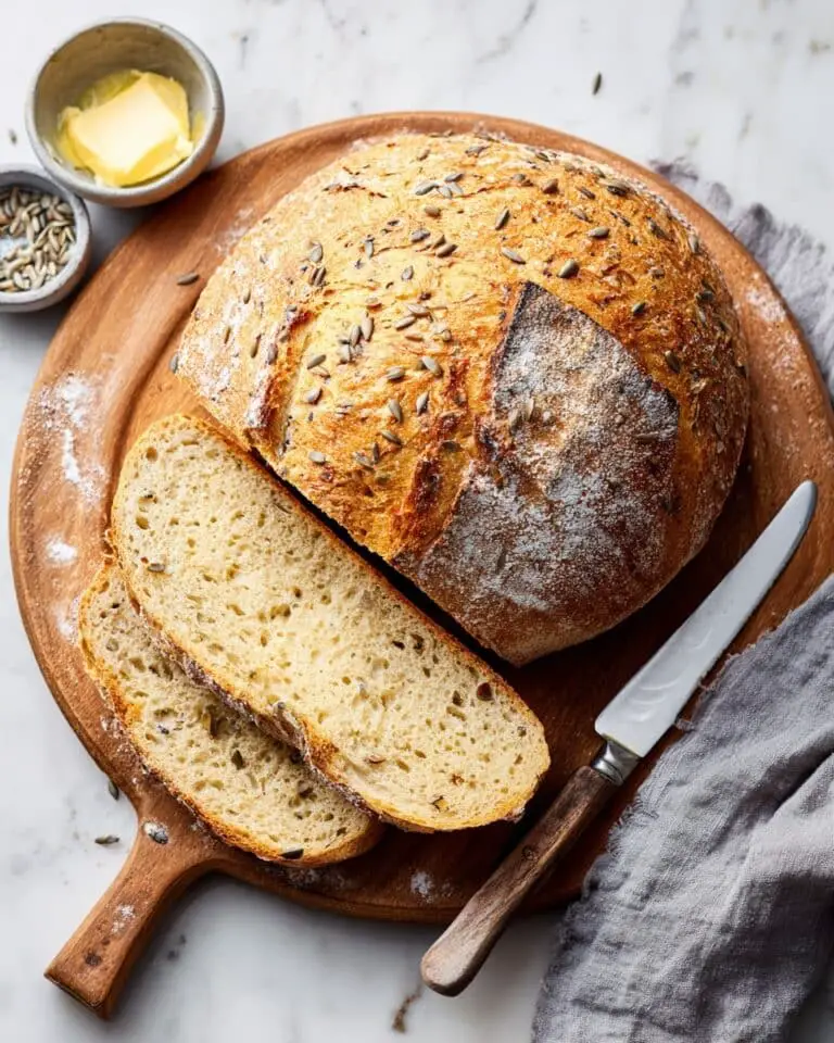 No-Knead Seeded Honey Oat Artisan Bread Recipe