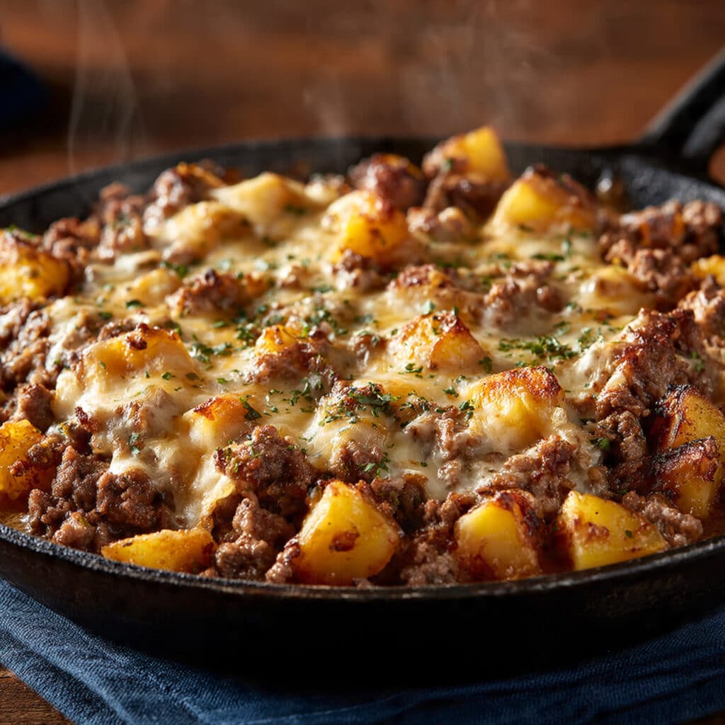 Creamy One-Pan Ground Beef Skillet Recipe