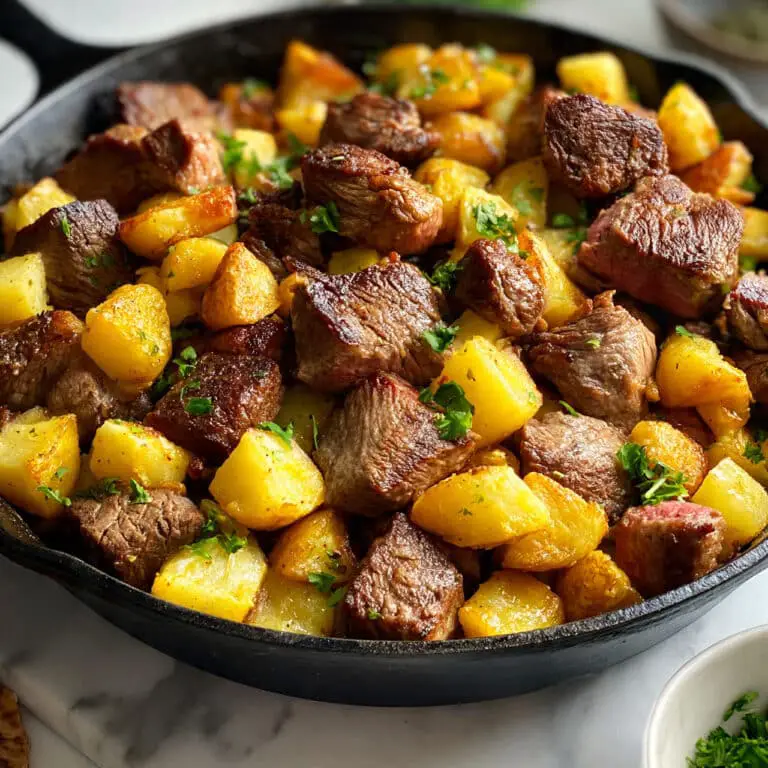 Garlic Butter Beef Bites & Potatoes Recipe