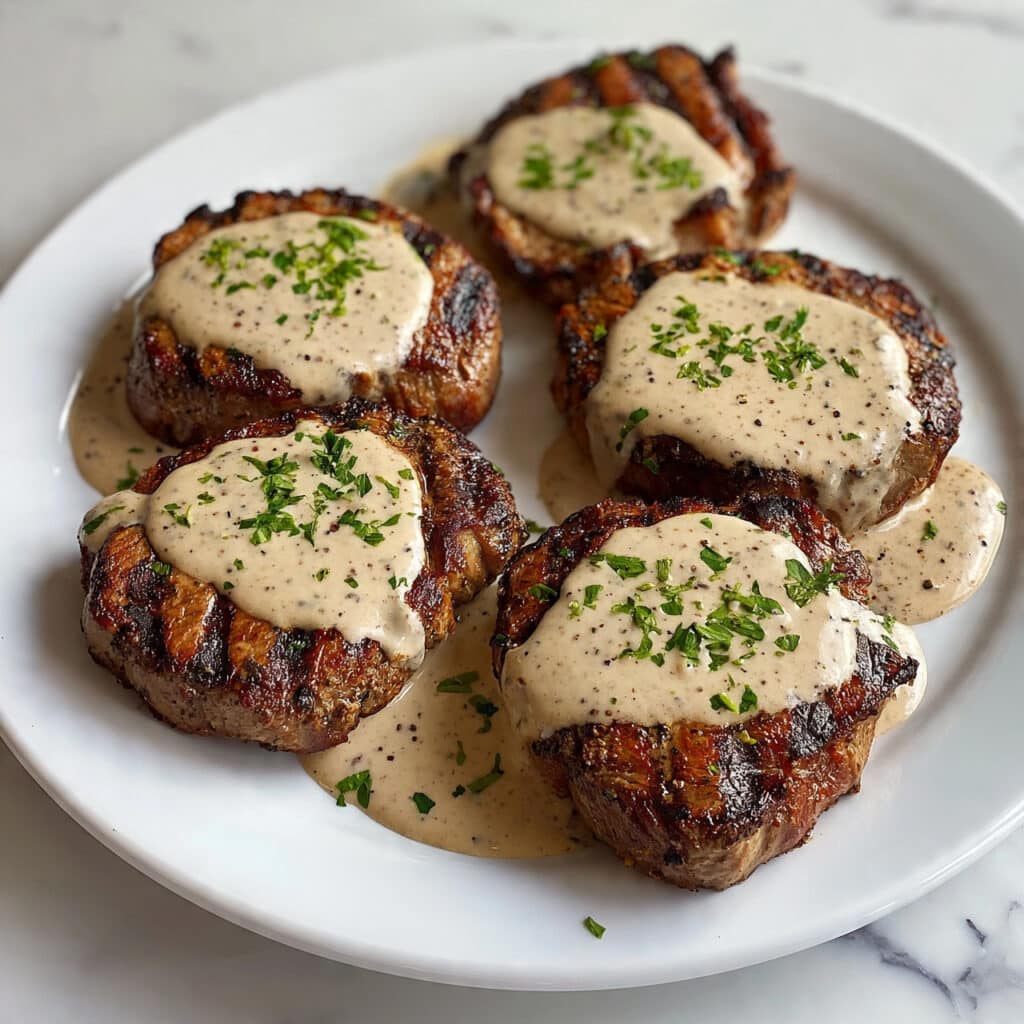 Juicy Steak with Creamy Garlic Sauce Recipe