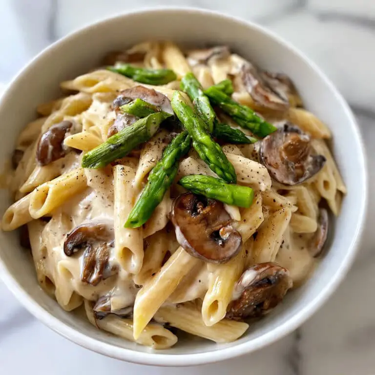 Creamy Mushroom Asparagus Chicken Penne Recipe
