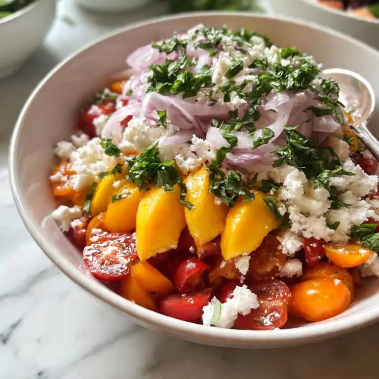 Fresh Peach Feta Salad with Honey Balsamic Vinaigrette Recipe