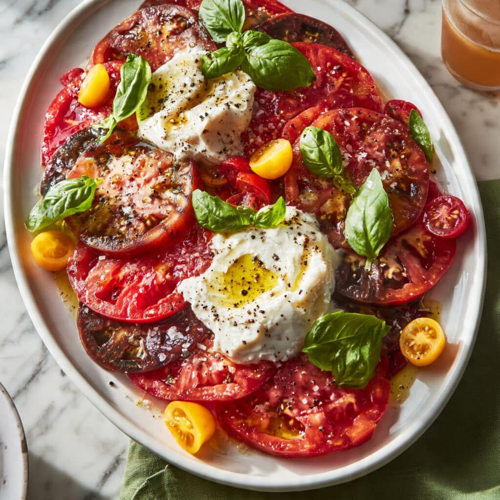 Burrata Caprese Salad with Balsamic Glaze Recipe