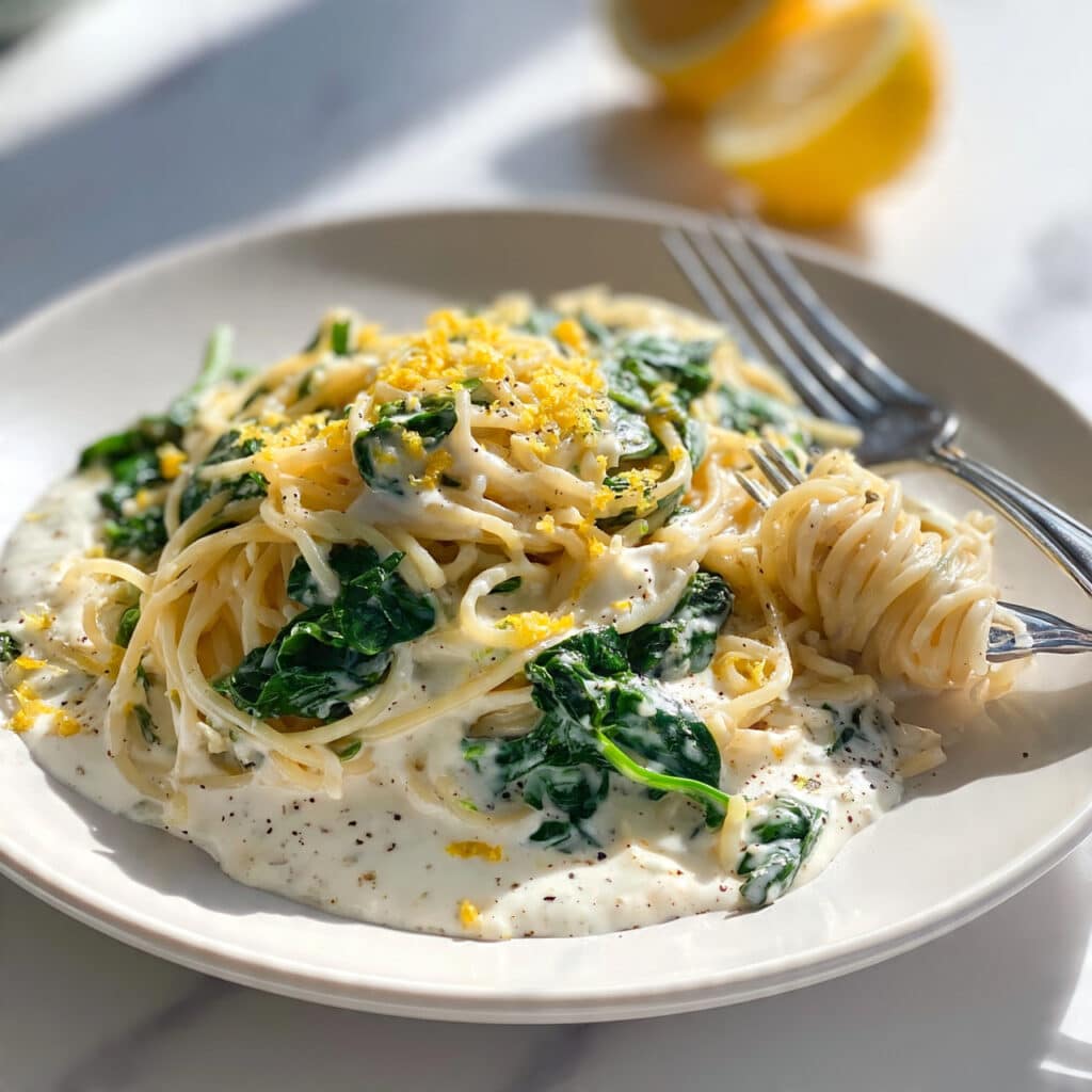 Easy Lemon Ricotta Pasta with Spinach Recipe