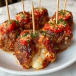 Mozzarella Stuffed Meatballs with Marinara Sauce Recipe