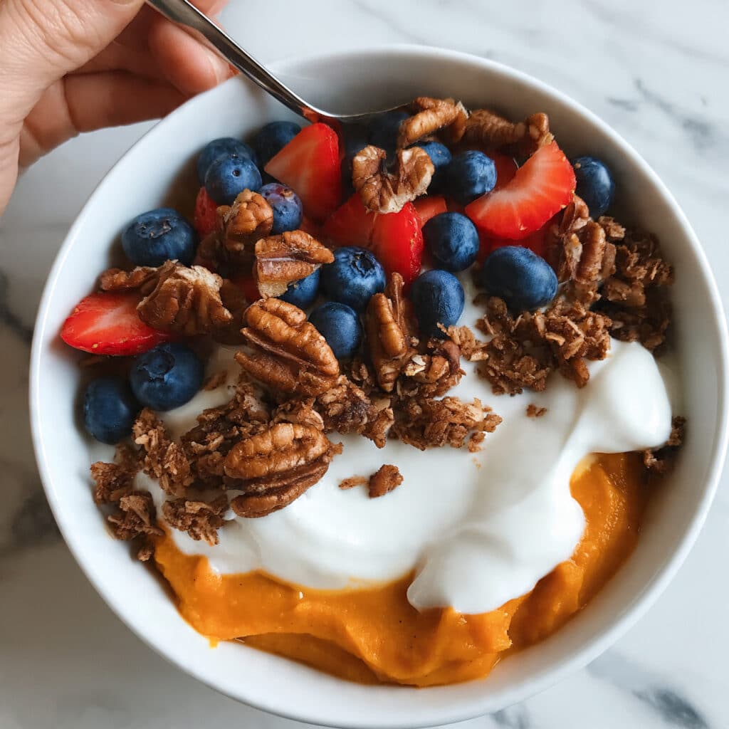 Sweet Potato Breakfast Bowl with Eggs, Avocado, and Feta Recipe