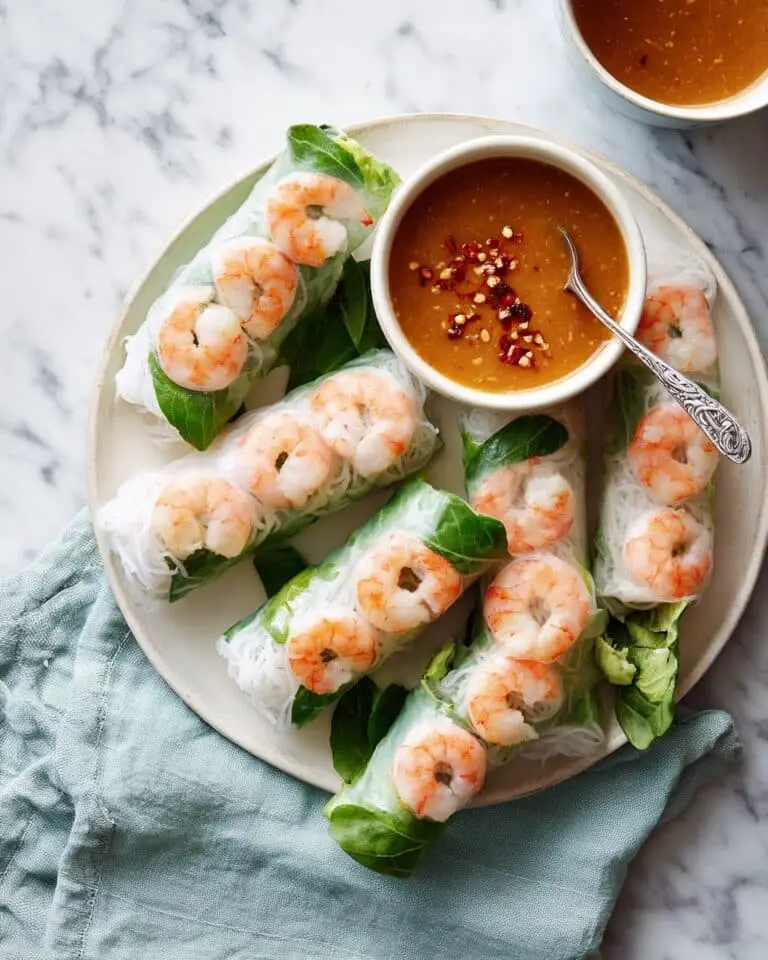 Vietnamese Summer Rolls with Shrimp and Peanut Dipping Sauce Recipe