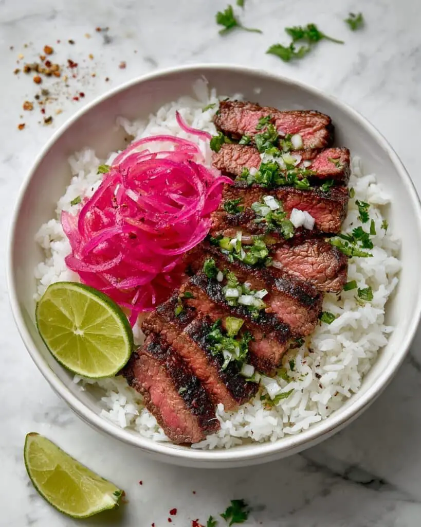 Skirt Steak Rice Bowls with Chimichurri Sauce Recipe
