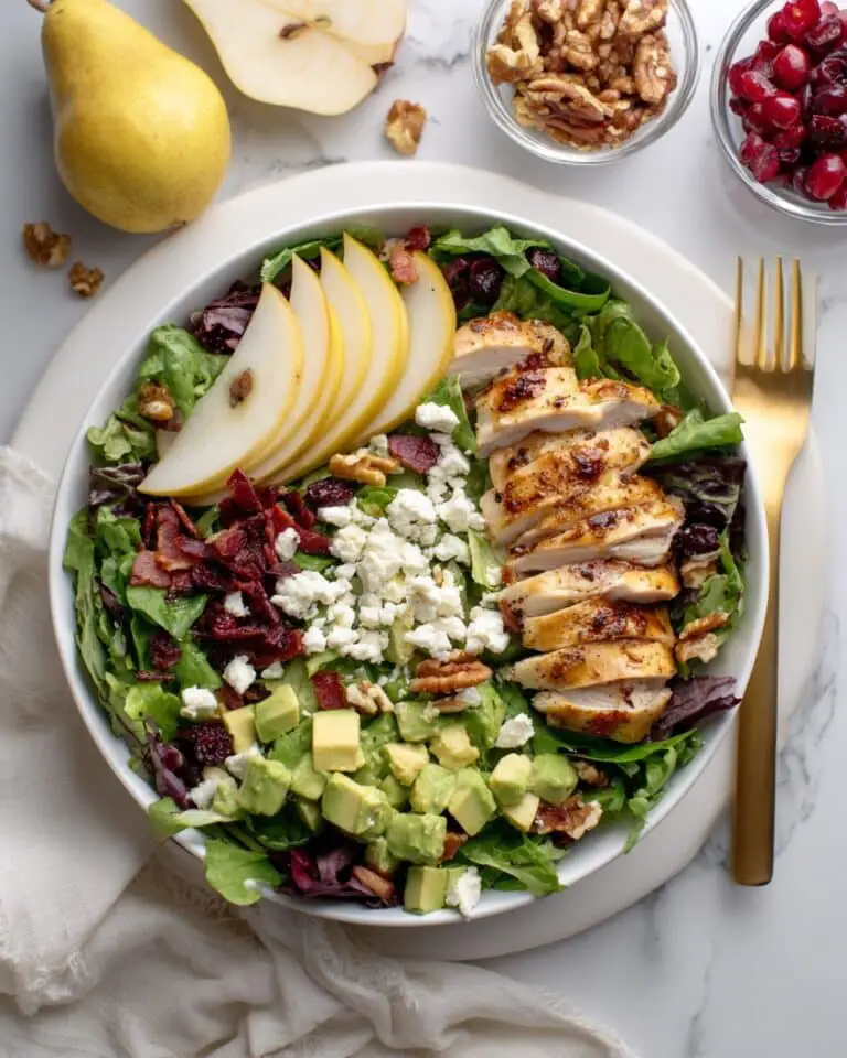 Chicken Pear Salad with Walnuts and Feta Recipe
