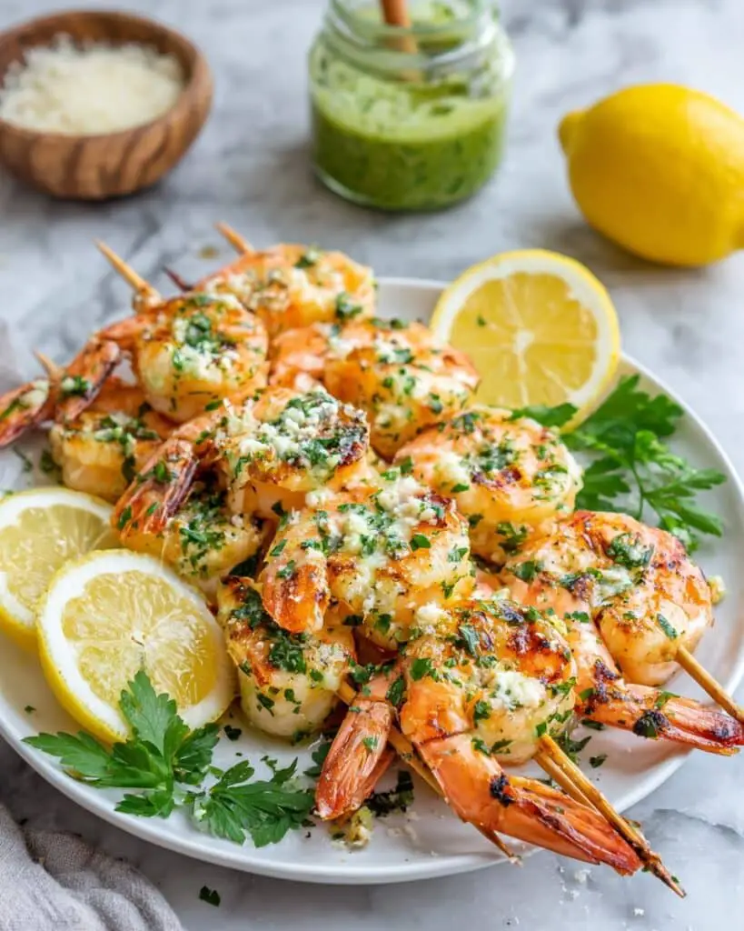 Grilled Shrimp Skewers with Garlic Lemon Marinade Recipe