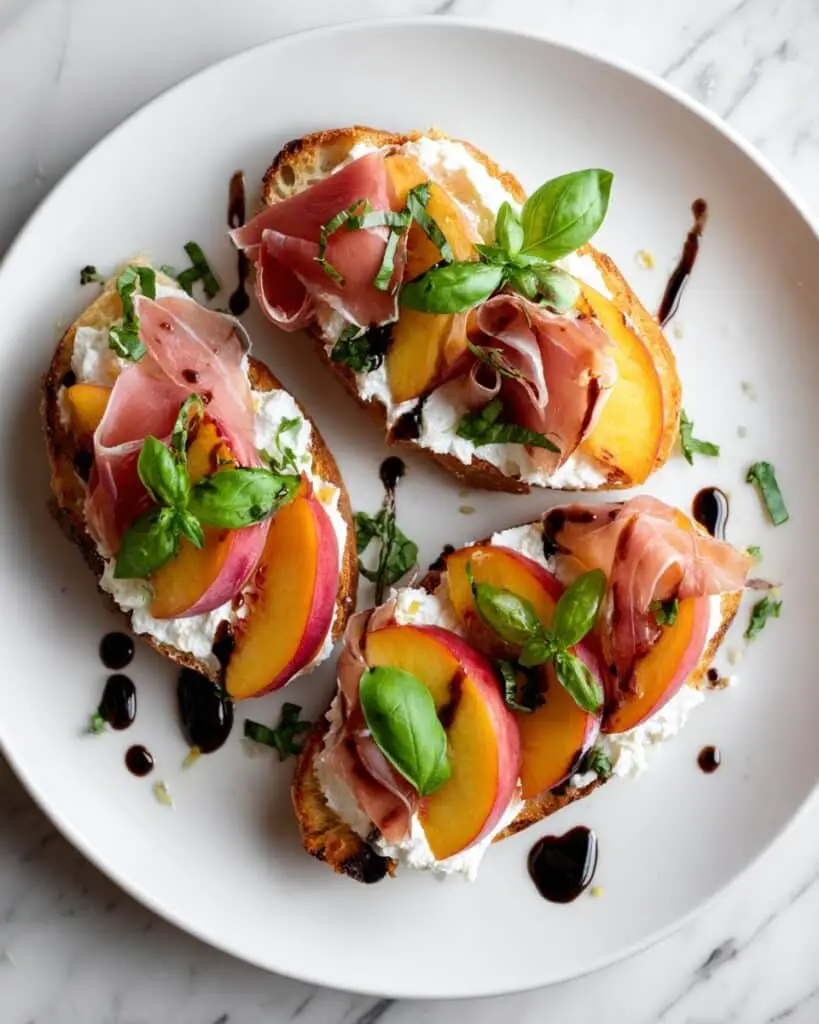Grilled Peach and Burrata Crostini Recipe