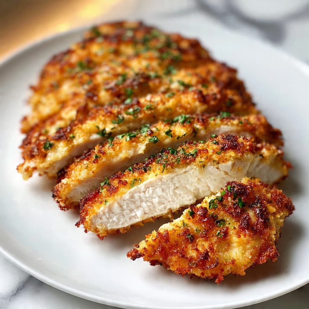 Crunchy Parmesan Chicken with Tangy Lemon Sauce Recipe