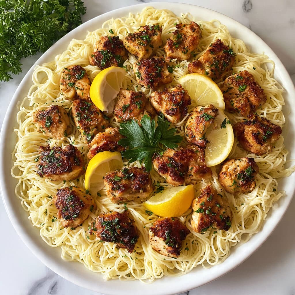 Chicken Scampi with Garlic, Lemon, and Parmesan Pasta Recipe
