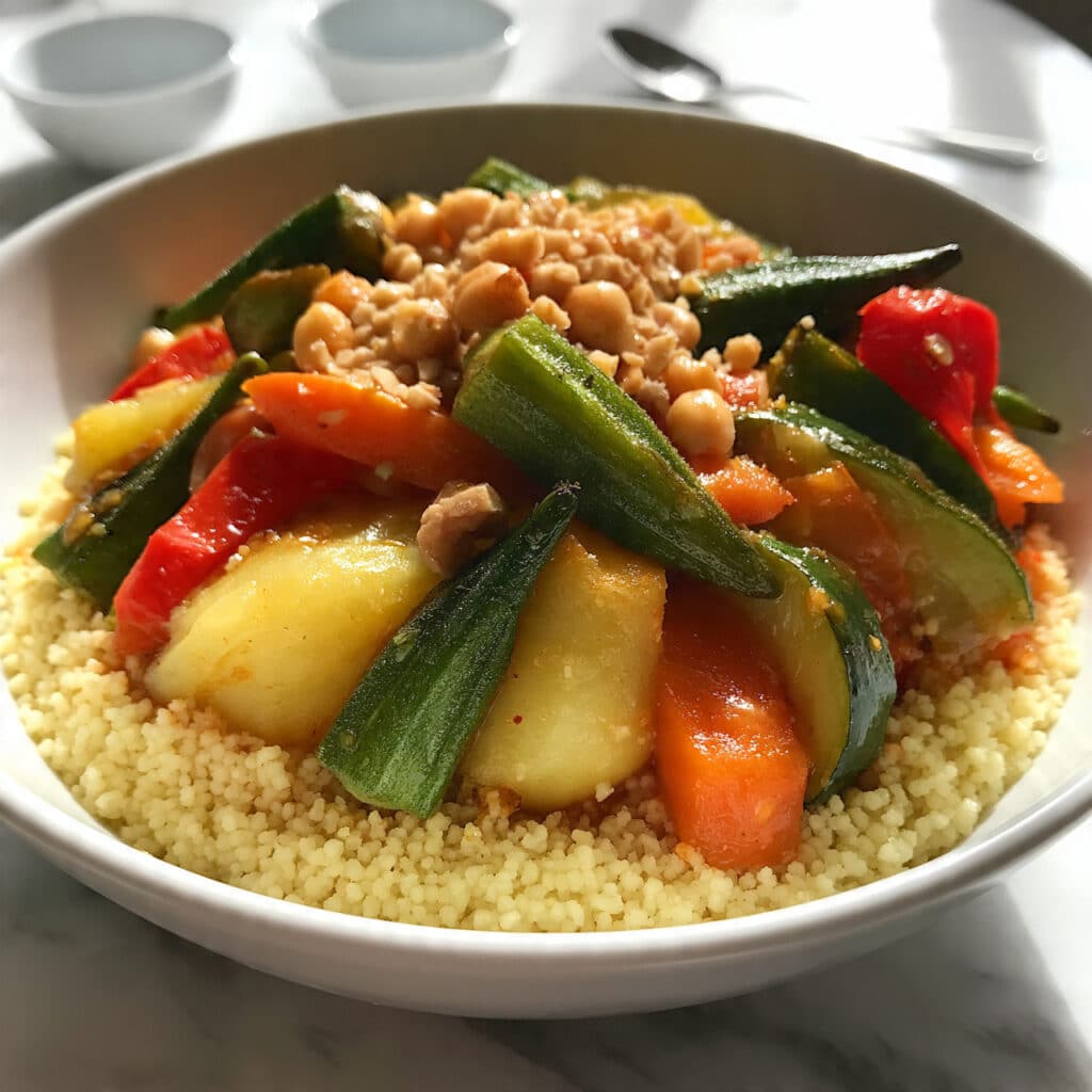 Algerian Couscous with Seven Vegetables and Tender Meat Recipe