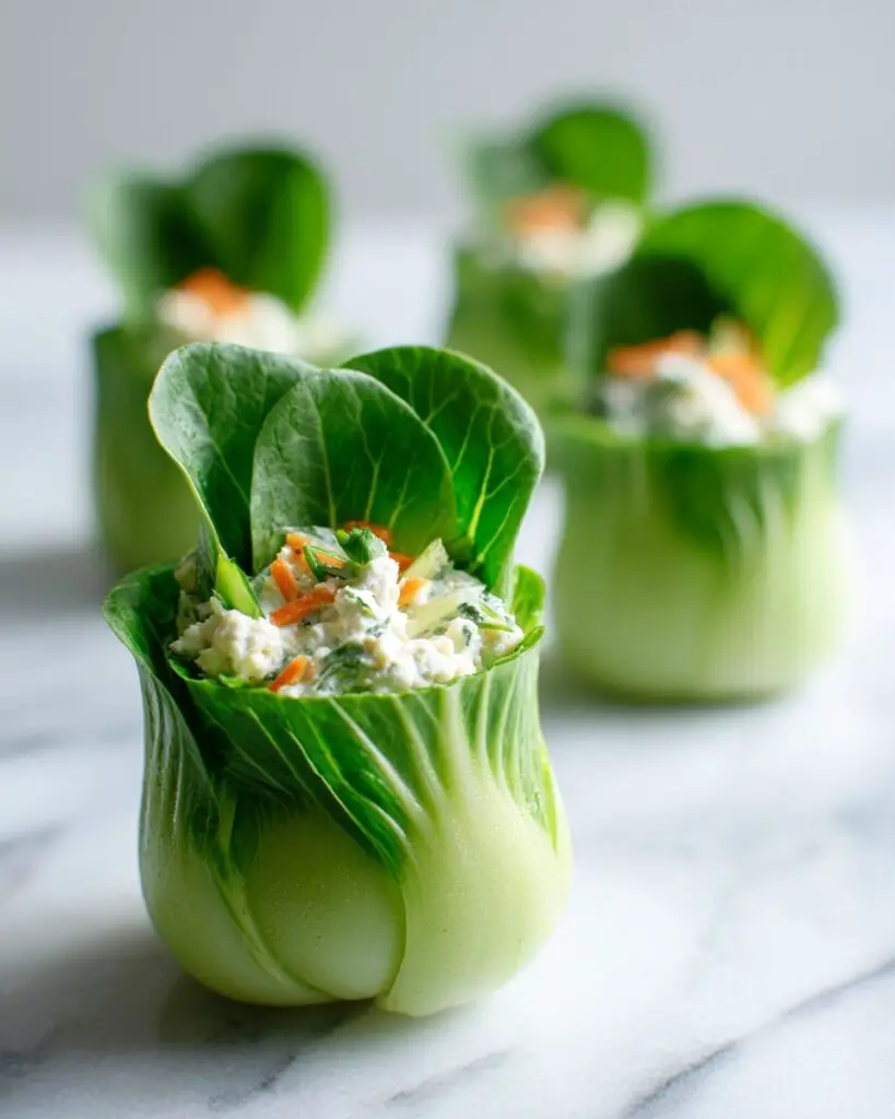 Stuffed Baby Bok Choy Cups with Mushrooms, Carrots, and Ground Chicken or Tofu Recipe