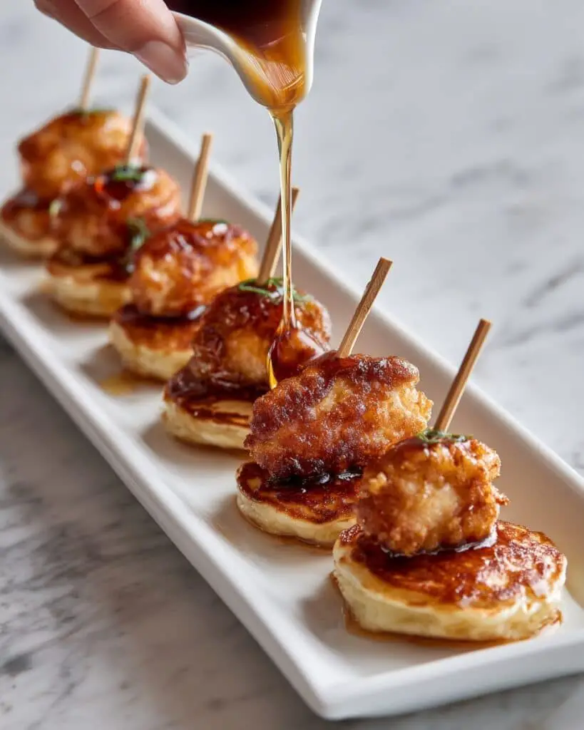 Chicken and Waffle Skewers with Maple Drizzle Recipe