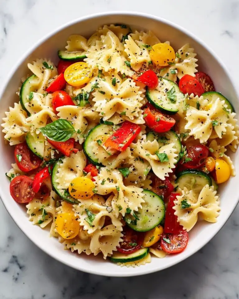 Garden Spaghetti Salad with Fresh Vegetables and Tangy Italian Dressing Recipe