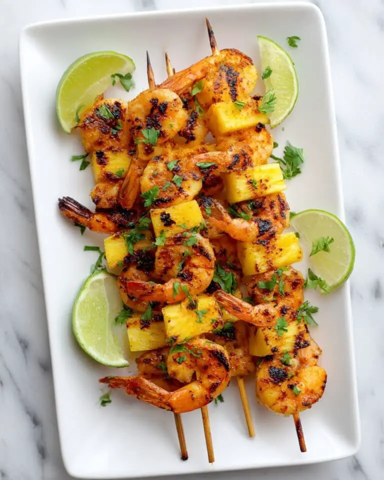 Grilled Shrimp, Pineapple, and Avocado Kabobs Recipe