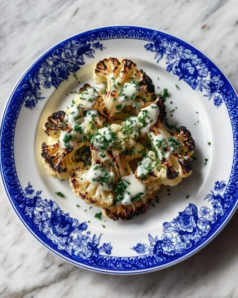 Grilled Cauliflower Steaks with Lemon-Garlic Herb Sauce Recipe