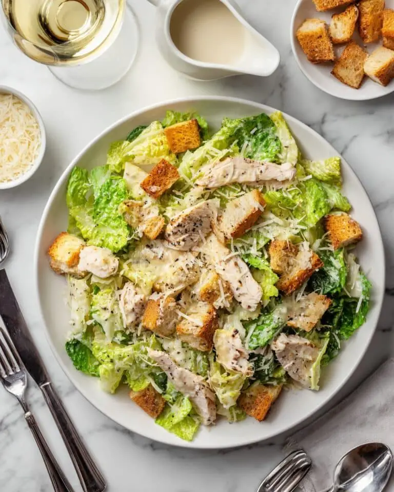 Chicken Caesar Salad with Homemade Garlic Croutons Recipe