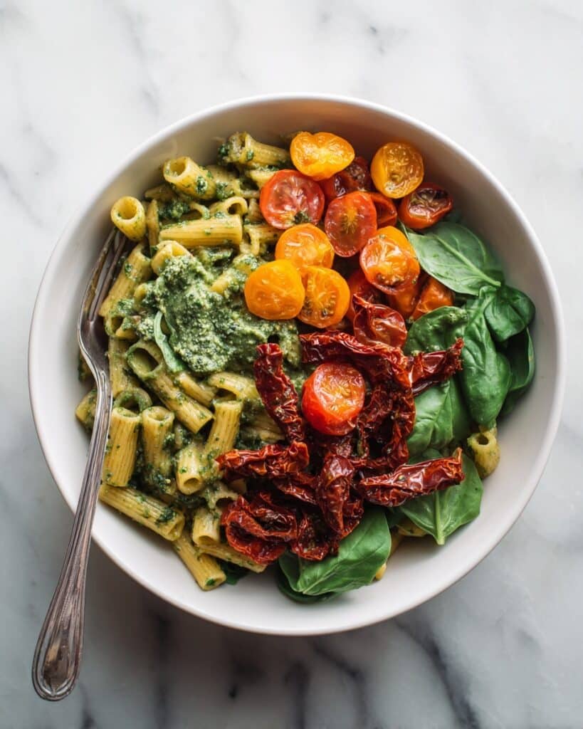 Pesto Pasta Salad with Mozzarella & Sun-Dried Tomatoes Recipe