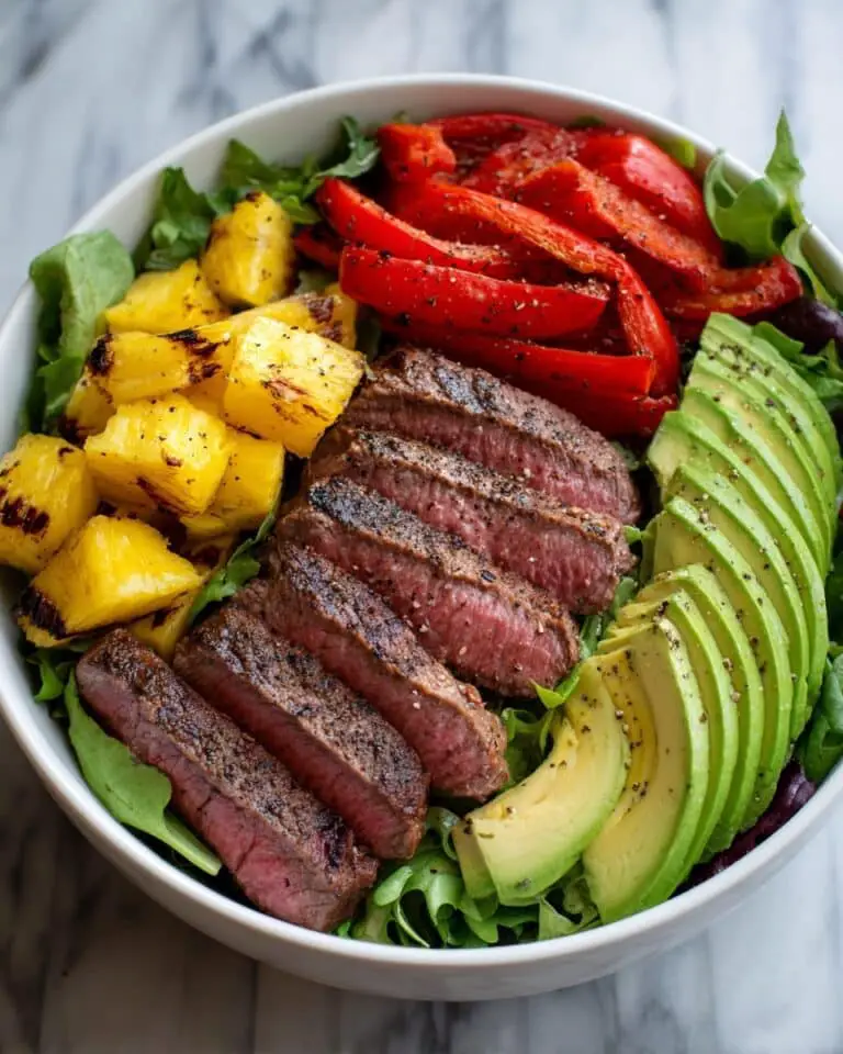 Grilled Steak and Asparagus with Pineapple Vinaigrette Recipe