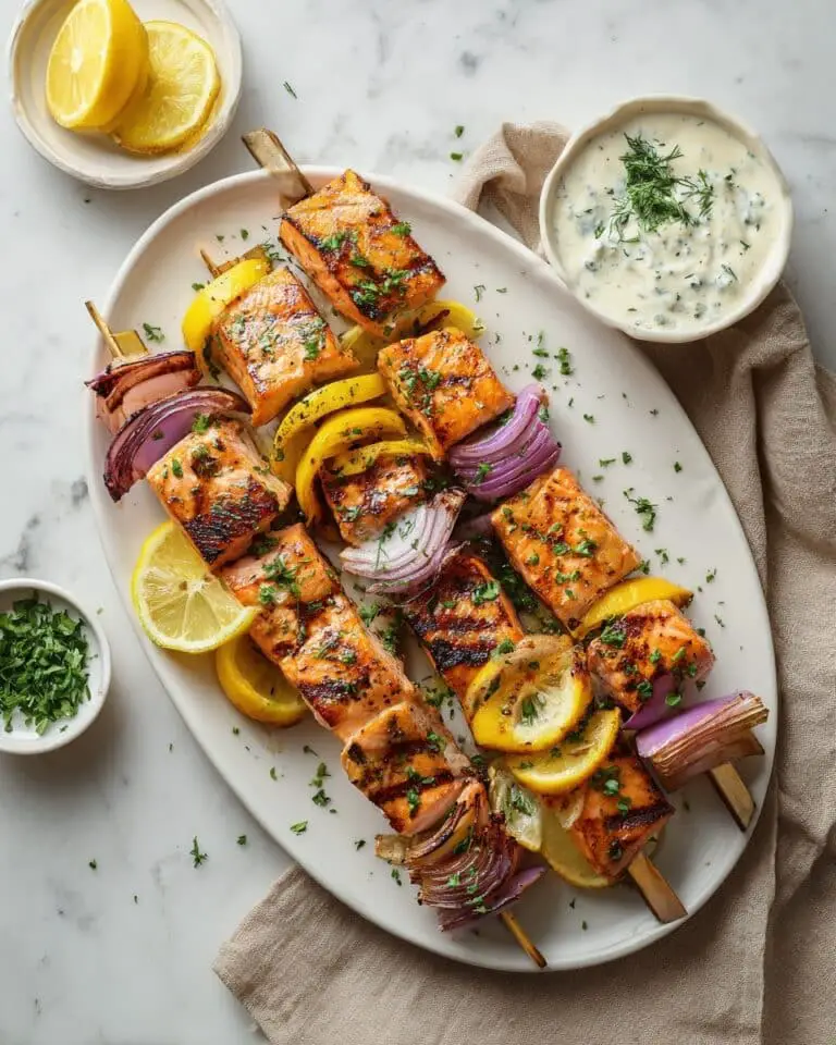 Grilled Lemon and Salmon Skewers Recipe