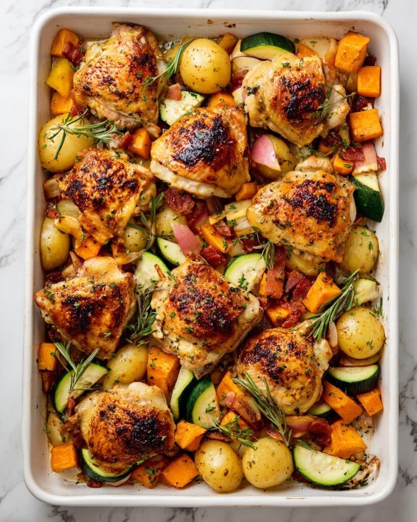 Harvest Chicken Skillet with Maple Dijon Glaze and Fall Vegetables Recipe