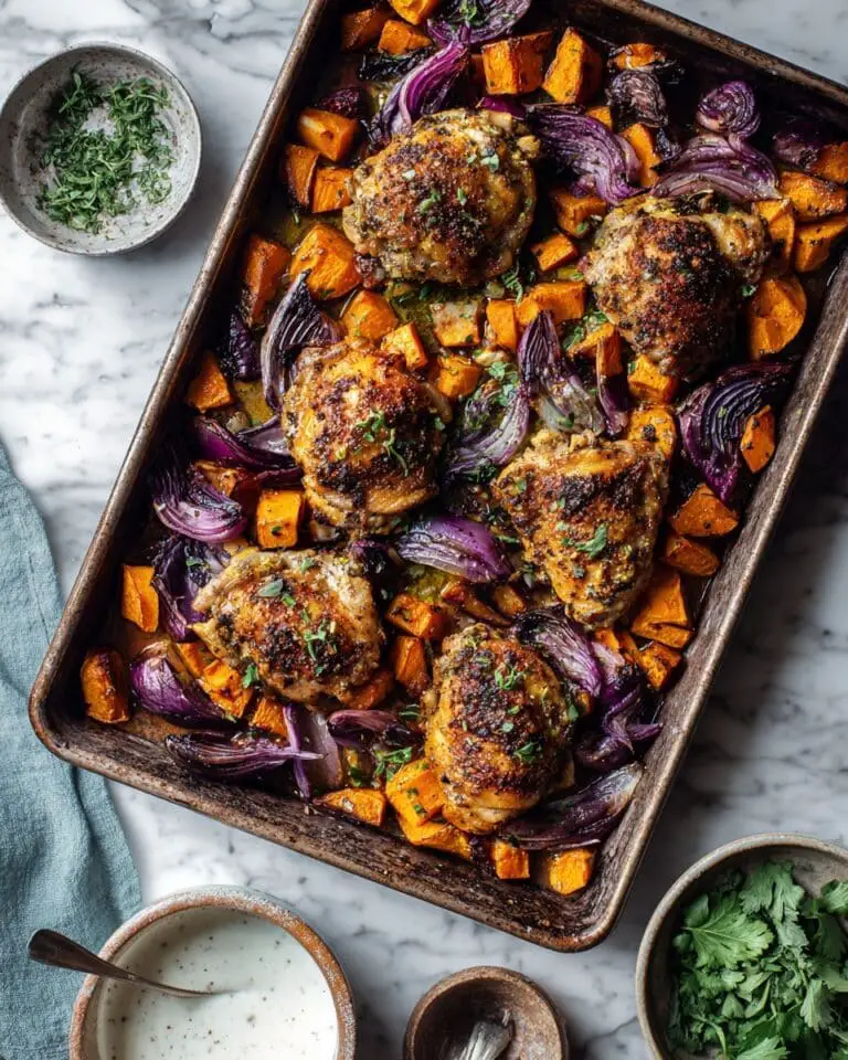 Chicken Thighs and Sweet Potatoes Sheet Pan Dinner Recipe