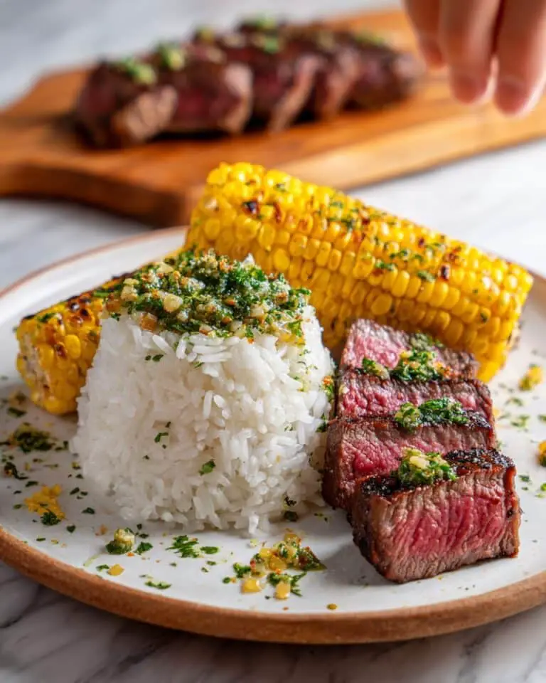 Grilled Steak with Chimichurri Sauce and Corn on the Cob Recipe