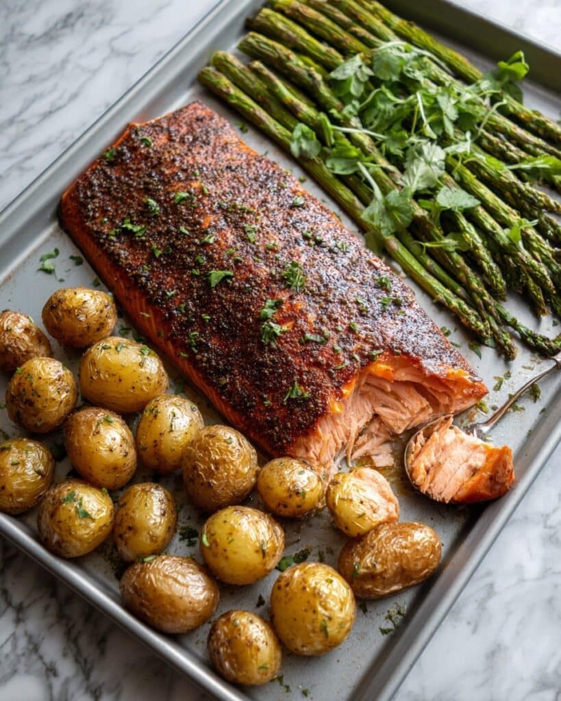 Sheet Pan Lemon Butter Salmon and Asparagus Recipe