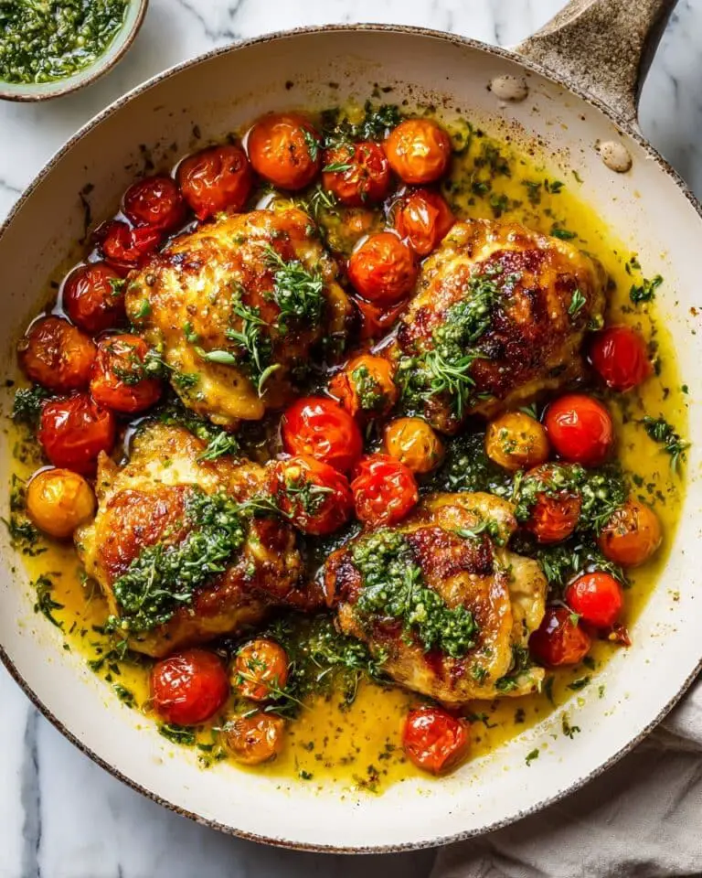 One-Pan Pesto Chicken and Cherry Tomatoes Recipe