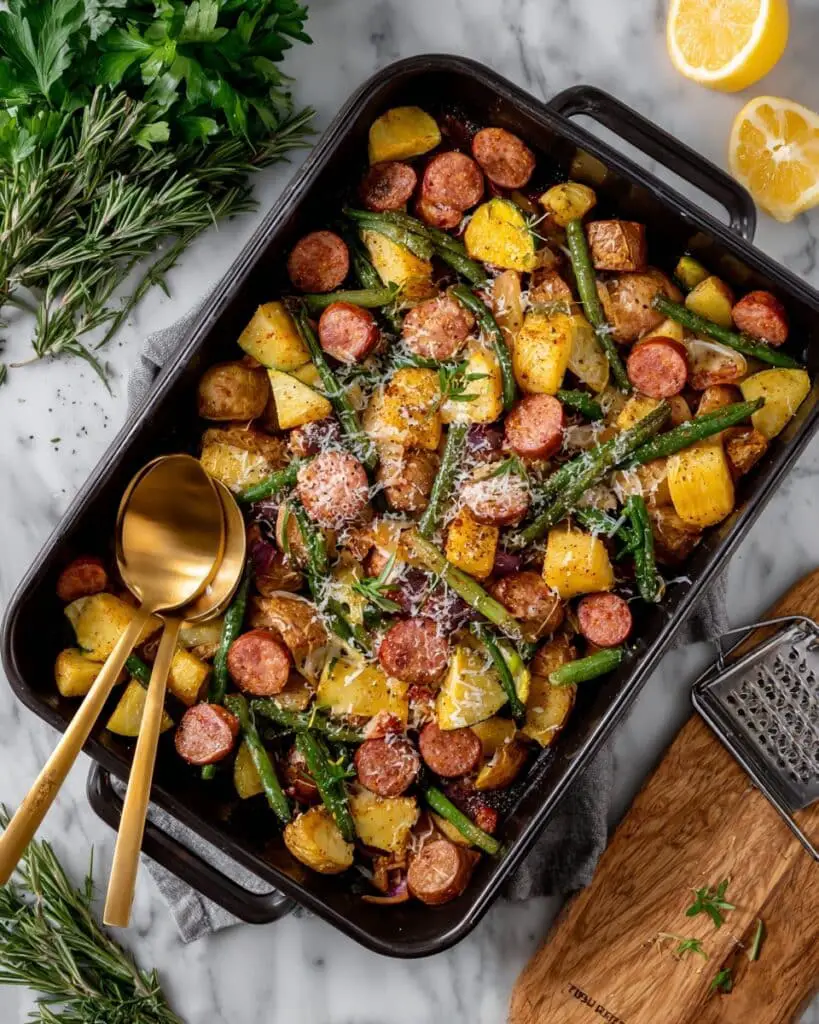 Sausage and Summer Veggie Sheet Pan Bake Recipe