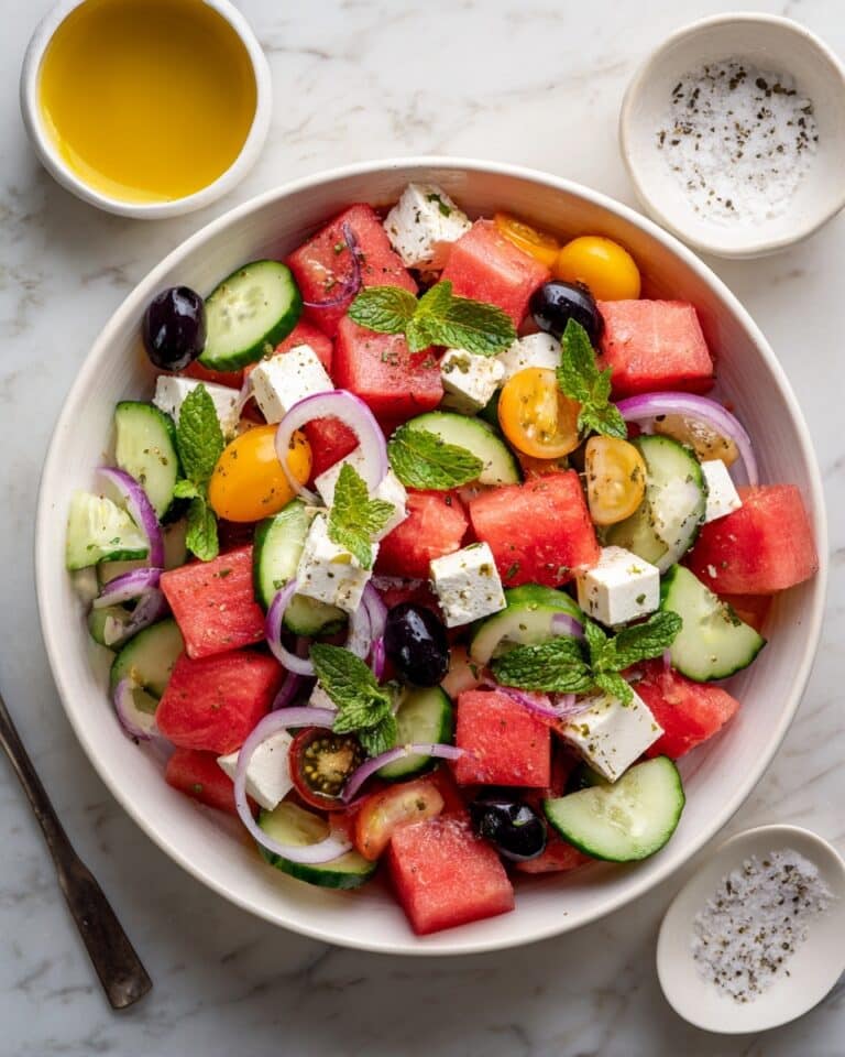 Watermelon Salad with Feta, Cucumber, and Fresh Herbs Recipe