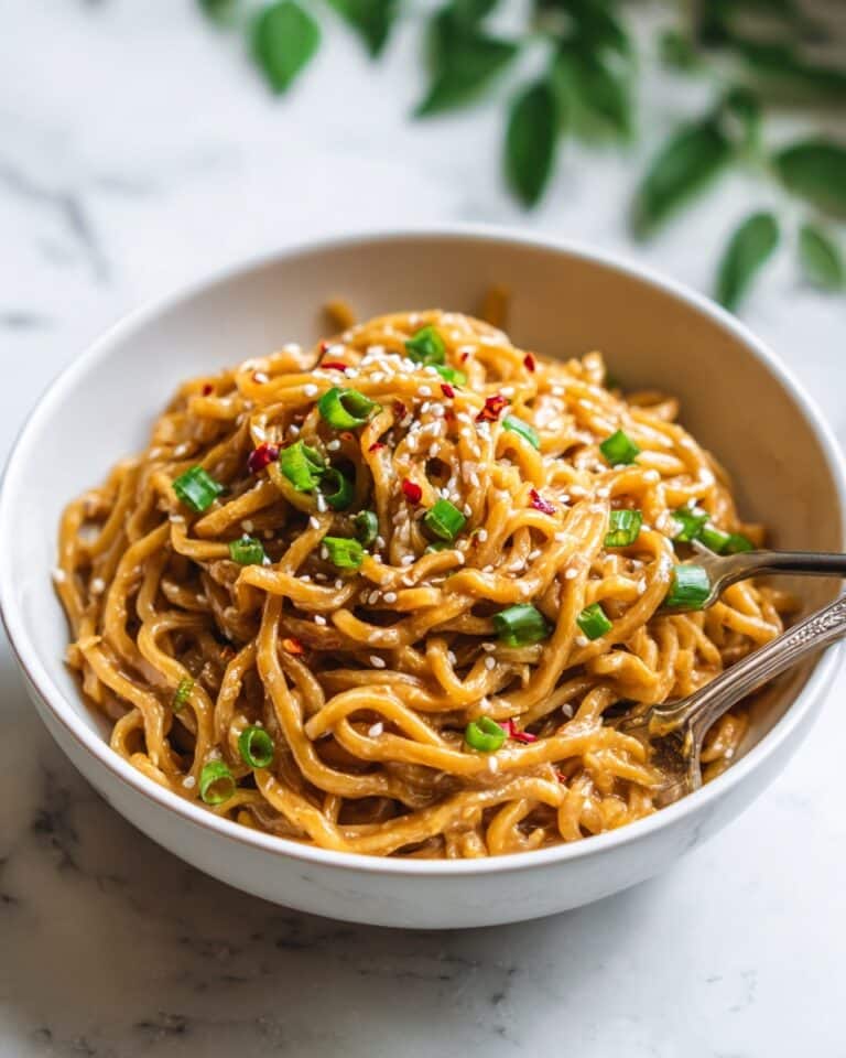 Creamy Peanut Noodles with Vegetables and Spicy Sauce Recipe