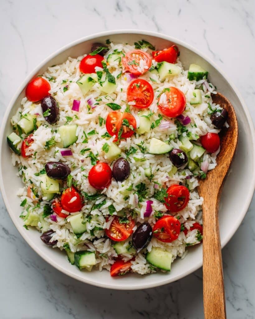 Colorful Mediterranean Rice Salad with Feta and Fresh Herbs Recipe