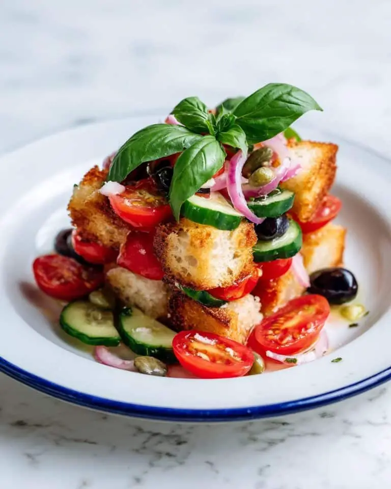 Italian Panzanella: Rustic Tuscan Bread Salad with Tomatoes, Cucumber, and Basil Recipe