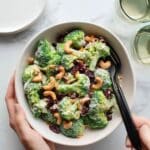 Crunchy Broccoli Salad with Cranberries, Sunflower Seeds, and a Tangy Dressing Recipe