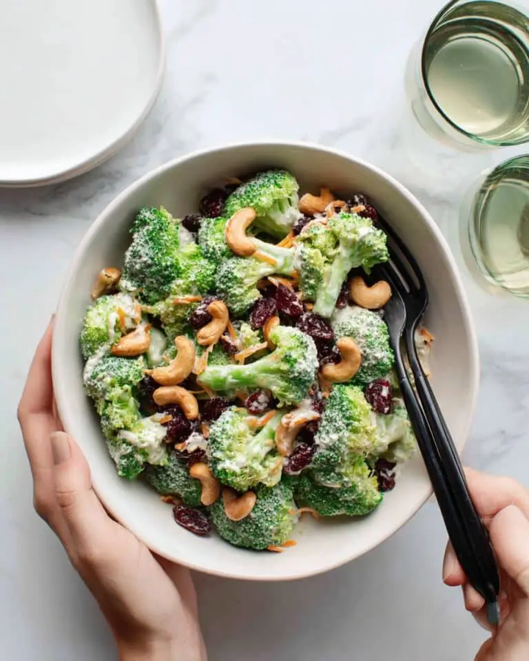 Crunchy Broccoli Salad with Cranberries, Sunflower Seeds, and a Tangy Dressing Recipe