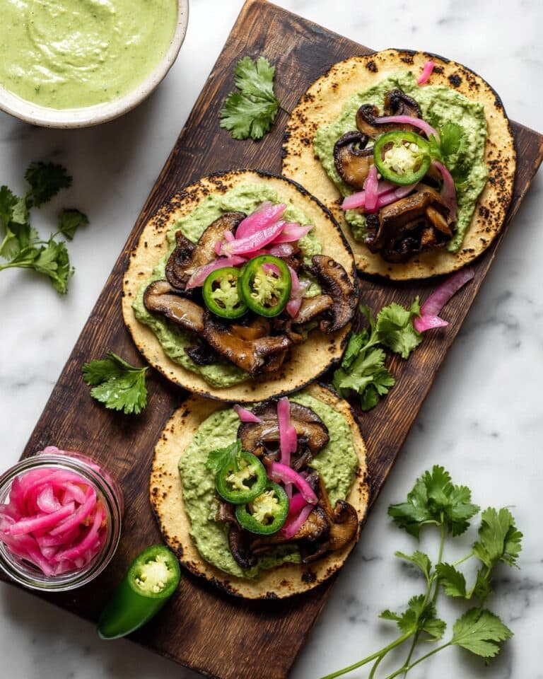 Portobello Mushroom Tacos with Lime Crema and Fresh Toppings Recipe