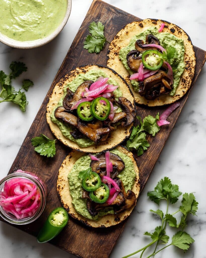 Portobello Mushroom Tacos with Lime Crema and Fresh Toppings Recipe