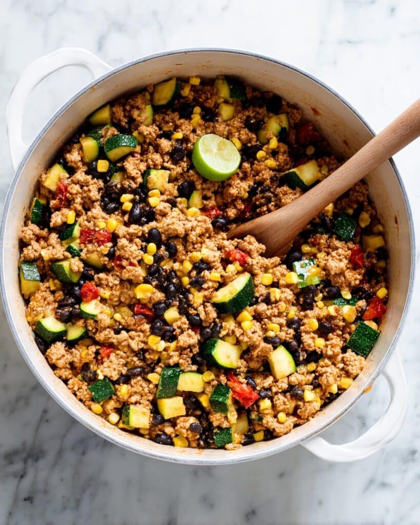 Ground Turkey Zucchini and Black Bean Skillet with Corn and Tomato Recipe