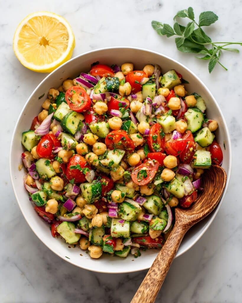 Chickpea Salad with Cucumbers and Tomatoes Recipe