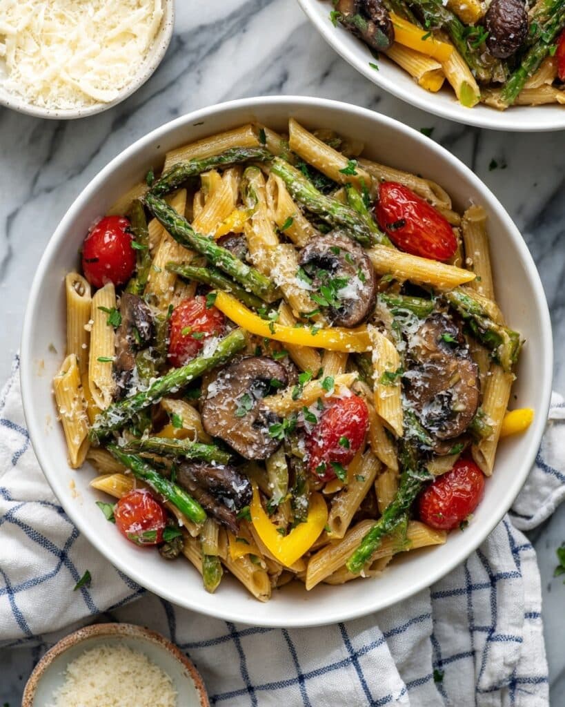 Vegan Pasta Primavera with Roasted Veggies Recipe