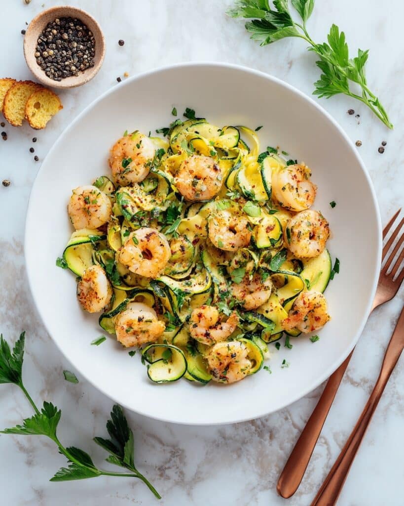 Zucchini Noodles with Garlic Shrimp Recipe