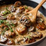 Creamy Meatball Stroganoff over Egg Noodles Recipe