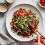 Sesame Soba Noodles with Fresh Vegetables and Savory Dressing Recipe