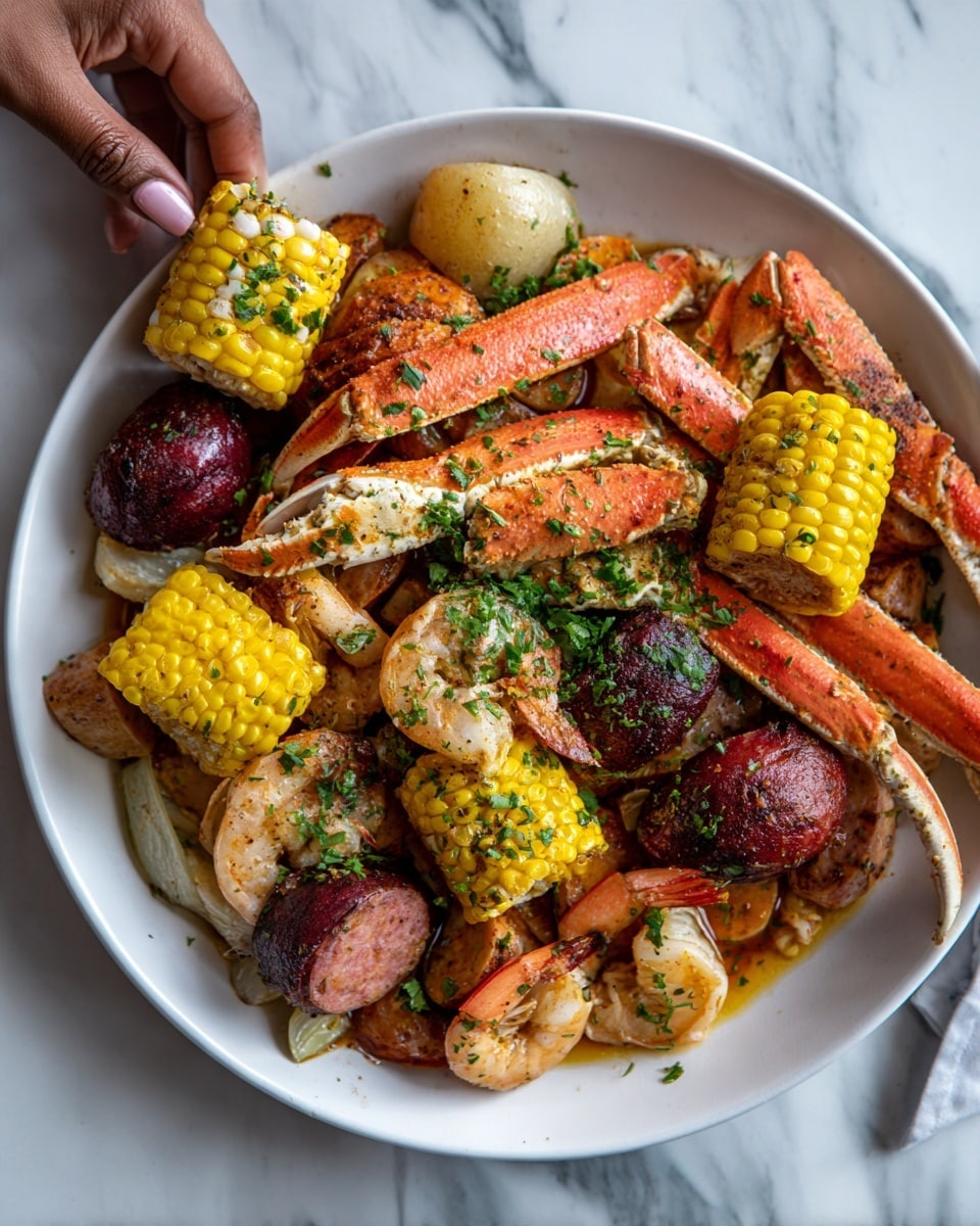 Southern Seafood Boil: A Cajun Feast with Shrimp, Crab Legs, Sausage, and Corn Recipe